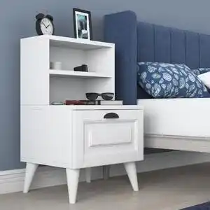 Favi Noptiera bd105 - 2030, alb, pal melaminat 100%, 45x75x40 cm Ofertă