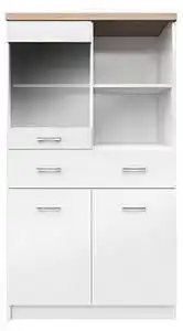 Favi Comoda inalta cu vitrina alba top mix, 80x33x145 cm Ofertă