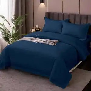 Favi Lenjerie cu cearceaf pat cu elastic - saltea de 100x200cm, damasc policoton, imp3 bleumarin Ofertă