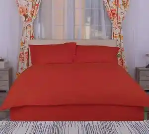 Favi Lenjerie pat 1 persoana damasc policoton, pucioasa, rosu caramiziu Ofertă