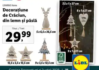 Lidl Decorațiune de Crăciun, din lemn şi pâslă Ofertă