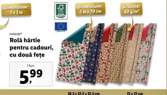 Lidl Rolă hârtie pentru cadouri, cu două fețe Ofertă