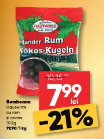 PROFI Bomboane Hauswirth cu rom şi cocos 100g Ofertă