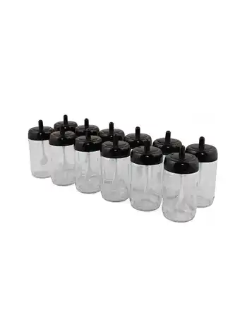 Set 12 recipiente pentru condimente, kosova, sticla, 13 x 6.5 x 6.5 cm, negru
