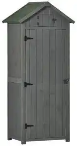 Casuta de gradina din lemn, dulap magazie pentru scule impermeabil cu 3 rafturi detasabile 77x54.2x179cm gri outsunny | aosom