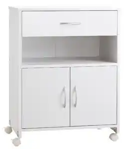 Mobilier suport imprimanta cu sertar si dulapior vinsetto, dulapior scund multifunctional din lemn cu 4 roti, 60x39x80cm, alb