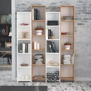 Favi Biblioteca semm, stejar/alb, pal melaminat, 135x180x25 cm Ofertă