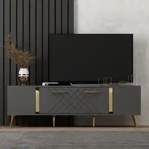 Comodă tv detas - anthracite, gold