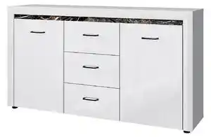 Favi Comoda whiteblack, alb, mdf, cu 2 usi si 3 sertare, 166.6x40.3x92.2 cm Ofertă