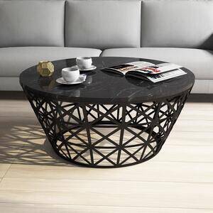 Favi Masuta de cafea stil, din pal melaminat, marmura neagra, 90x90x38 cm Ofertă