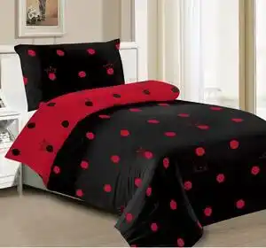 Lenjerie de pat din bumbac culoare negru, crown