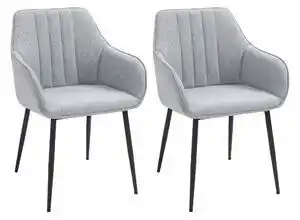Set 2 scaune capitonate moderne in stil scandinav, spatar curbat pentru bucatarie, sufragerie, moi cu tesatura cu efect in ho