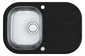 Chiuveta bucatarie inox si sticla securizata neagra alveus wave 20 negru