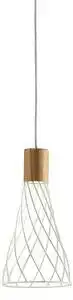 Favi Pendul scandinav alb hank cu abajur din metal si lemn 1x40w gu10 Ofertă