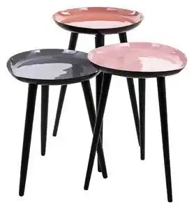 Set 3 masute trinity, fier, roz negru, 49 43 39x32x32 cm