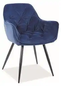 Scaun cu stofa mata catifelata cherry, albastru, 57x58x48/87 cm