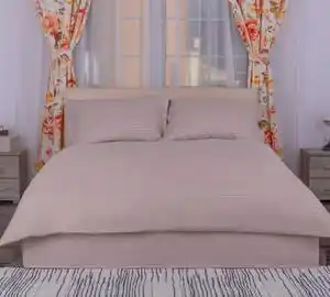 Lenjerie pat 1 persoana damasc policoton, pucioasa, cappuccino