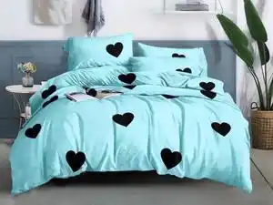 Favi Lenjerie de pat din microfibra albastra, corazon dimensiune lenjerie de pat: 2 buc 70 x 90 cm | 200 x 220 cm Ofertă