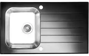 Chiuveta bucatarie inox si sticla neagra alveus glassix 10 negru
