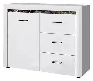 Comoda whiteblack, alb, mdf, cu o usa si 3 sertare, 115.8x40.3x92.2 cm