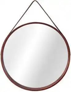 Oglinda rotunda cu rama din lemn loft d.brown 50 cm