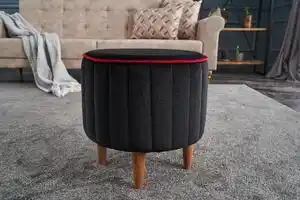 Favi Taburet tapițat lindy puf - black Ofertă