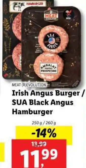 Lidl Irish Angus Burger / SUA Black Angus Hamburger Ofertă