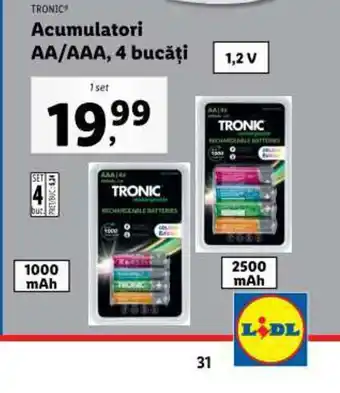 Lidl Acumulatori AA/AAA, 4 bucăți Ofertă