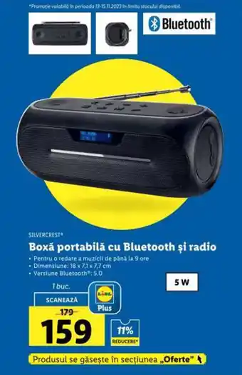 Lidl Boxă portabilă cu Bluetooth și radio Ofertă