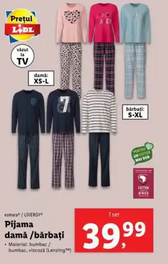 Lidl Pijama damă bărbaţi Ofertă