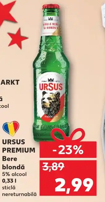 Kaufland URSUS PREMIUM Bere blondă 5,2% alcool Ofertă