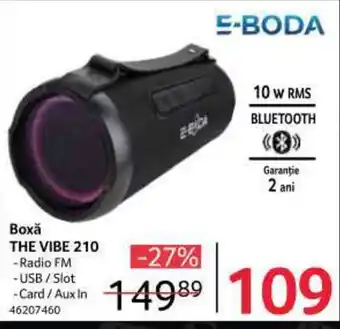 Selgros Boxă THE VIBE 210 -Radio FM -USB / Slot Ofertă