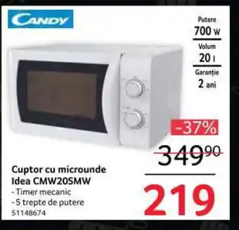 Selgros Cuptor cu microunde Idea CMW20SMW -Timer mecanic -5 trepte de putere 51148674 Ofertă