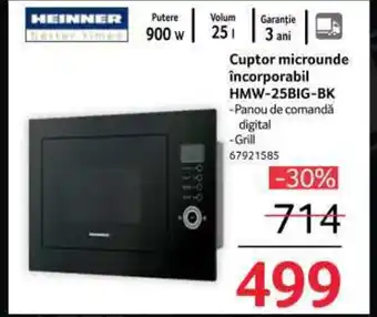 Selgros Cuptor microunde încorporabil HMW-25BIG-BK -Panou de comandă Ofertă