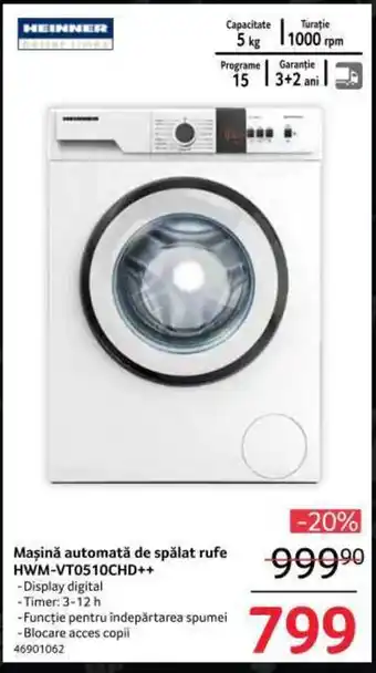 Selgros Mașină automată de spălat rufe HWM-VT0510CHD++ Ofertă