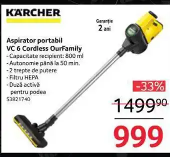 Selgros Aspirator portabil VC 6 Cordless OurFamily Ofertă