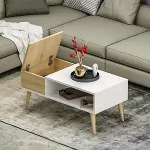 Masa cafea picioare lemn nely homs 90x45 cm stejar-alb