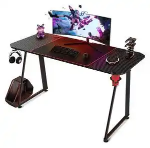 Birou gaming adore expert series, 140 x 60 x 75 cm, suprafata negru carbon, mousepad 80 x 30 cm, suport pentru casti si pahar