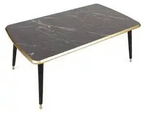 Masuta de cafea antiqua, din pal melaminat, negru/gold, 100x60x42 cm