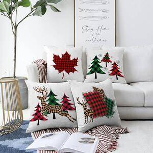 Favi Set 4 fețe de pernă din chenille minimalist cushion covers leaf, 55 x 55 cm Ofertă