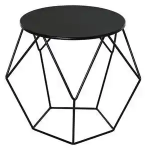 Masuta geometrica in stil nordic din otel rezistent la rugina 54x54x44cm, negru homcom | aosom ro