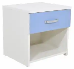 Noptiera haaus leco, 1 sertar, alb/bleu, 40 x 35 x 40 cm