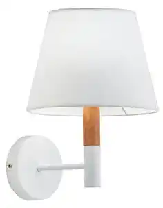 Aplica scandinava alba din metal si lemn villy cu abajur textil 1x42w