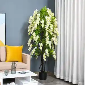 Outsunny, planta artificiala realista, 165 cm, alba | aosom ro