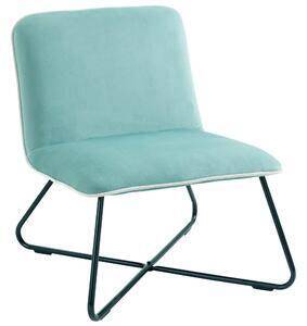 Favi Homcom fotoliu din catifea stil nordic fara cotiere, scaun fotoliu de camera cu baza metalica incrucisata, 55x69x68cm, verde Ofertă