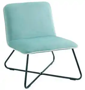 Homcom fotoliu din catifea stil nordic fara cotiere, scaun fotoliu de camera cu baza metalica incrucisata, 55x69x68cm, verde