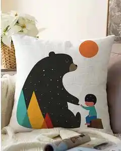 Față de pernă din amestec de bumbac minimalist cushion covers bear, 55 x 55 cm