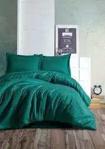Lenjerie de pat premium satin de lux, cotton box, stripe - petrol green