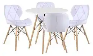 Favi Set masa rotunda fixa linda 80 cm si 4 scaune bucatarie/dining kross albe Ofertă