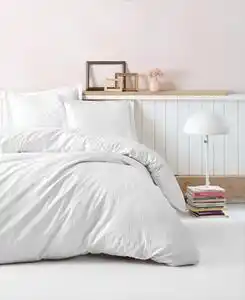 Lenjerie de pat premium satin de lux, cotton box, stripe - white